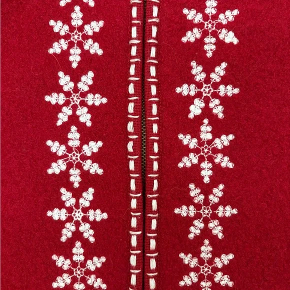 Alps Red Snowflake Women's Wool Cardigan - Picture 3 of 4